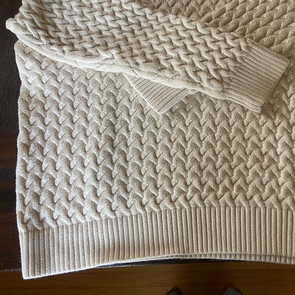 BANANA REPUBLIC cable knit crewneck sweater, 100% cotton, ivory, Men's XL - Picture 5 of 10